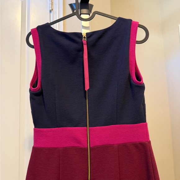 Boden Elegant Colorblock Sleeveless Dress - Navy and Burgundy - Picture 4 of 6